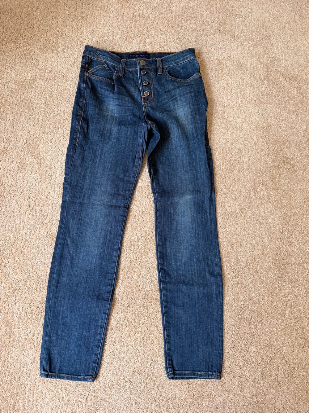 Rock & Republic Dark Blue High-Rise Button-Fly Jeans